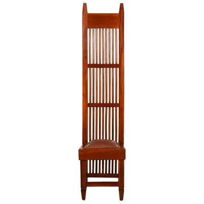 Pre-owned Frank Lloyd Wright Style Arts & Crafts Mahogany Monumental Side Chair In Brown