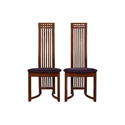 Pre-owned Frank Lloyd Wright Style Arts & Crafts Side Chairs Or Dining Chairs, Pair In Brown