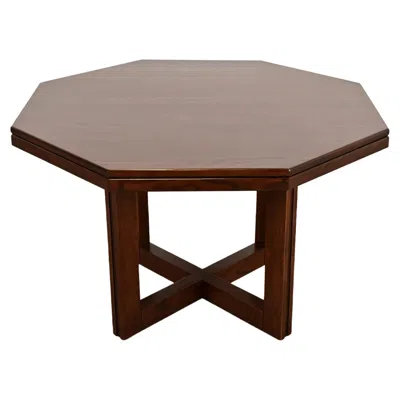 Pre-owned Frank Lloyd Wright Style Mid-century Modern Oak X-base Dining Table, Refinished In Brown