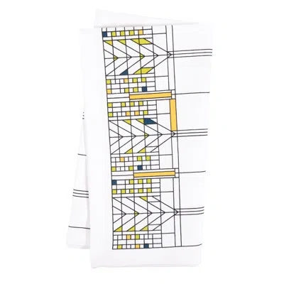 Frank Lloyd Wright Tree Of Life Printed 4 Piece Cotton Napkin Set In White
