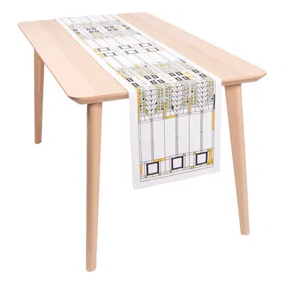 Frank Lloyd Wright Tree Of Life Printed Table Runner In White;gray;yellow