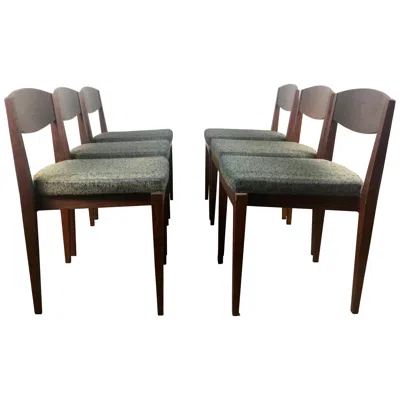Pre-owned Frank Lloyd Wright Unusual Set Of 6 American Modernist Dining Chairs, Architectural Design In Brown