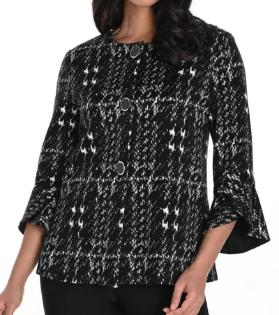 Frank Lyman 243348 Black Off White Round Neck Jacket In Black & White