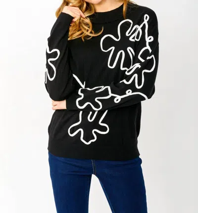 Frank Lyman Abstract Knit Sweater In Black/white