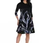Frank Lyman Abstract Print Knit Dress In Black, Blue And Grey In Black