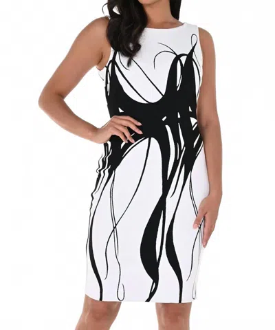 Frank Lyman Abstract Print Shift Dress In Black/white