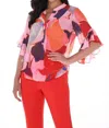 Frank Lyman Abstract Blouse In Multi Pink/red In Multi