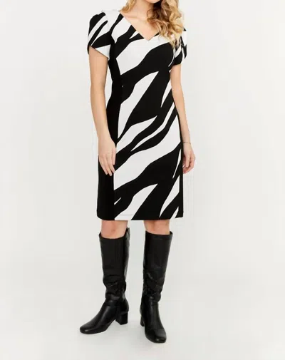 FRANK LYMAN ABSTRACT ZEBRA PRINT DRESS IN BLACK/WHITE
