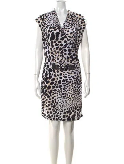 Pre-owned Frank Lyman Animal Print Knee-length Dress In Black