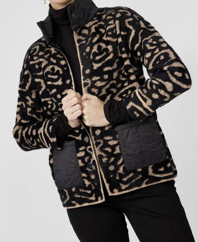 Frank Lyman Animal Print Sweater In Black/beige