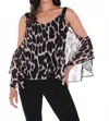Frank Lyman Animal Print Top In Black/blush In Animal Print