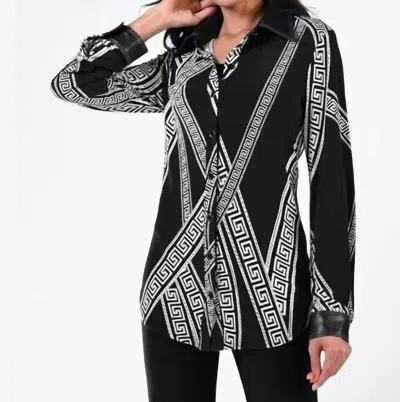Frank Lyman Aztec Print Button Up Blouse In Multi