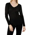 Frank Lyman Bejweled V-neck Knit Top In Black In Black