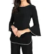 Frank Lyman Bell Three Quarter Sleeve Top In Black In Black