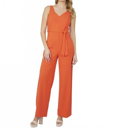 Frank Lyman Belted Sleeveless Jumpsuit In Orange