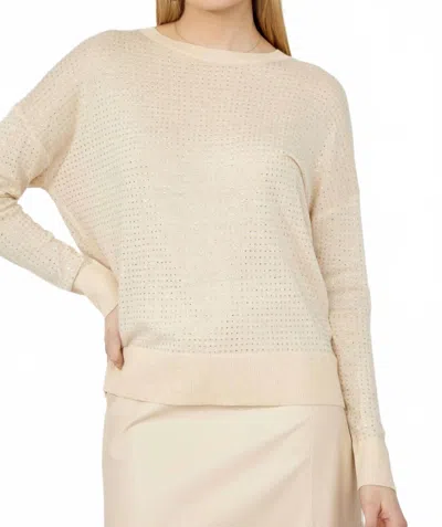 Frank Lyman Bling Embellished Casual Pullover In Beige In Neutral