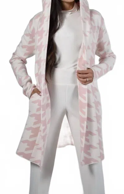 Frank Lyman Blythe Hooded Cardigan In Blush And Vanilla In Multi