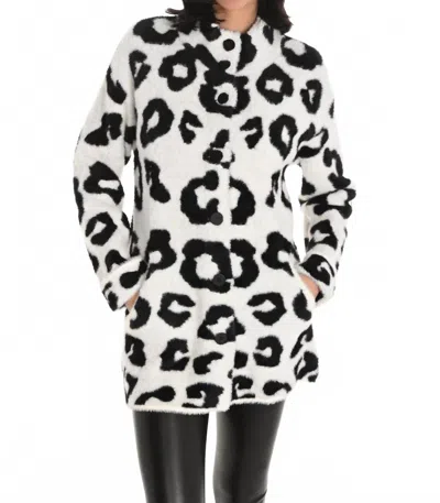 Frank Lyman Brooke Animal Print Knit Jacket In Black And White