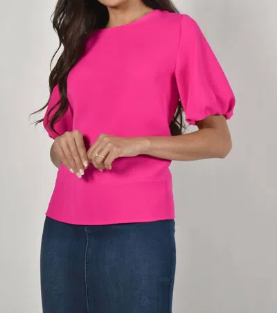 Frank Lyman Bubble Sleeve Top In Hot Pink