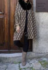 Frank Lyman Camel/black Knit Poncho In Camel / Black In Grey