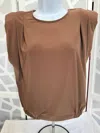 Frank Lyman Cap Sleeve Top In Brown In Brown