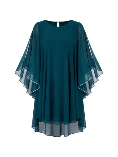 Frank Lyman Cape-sleeve Mini Dress In Blue