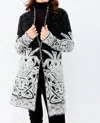 Frank Lyman Casual Abstract Knit Cardigan In Black/ Off White In Black