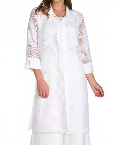 Frank Lyman Casual Button Tropical Print Tunic Dress In White