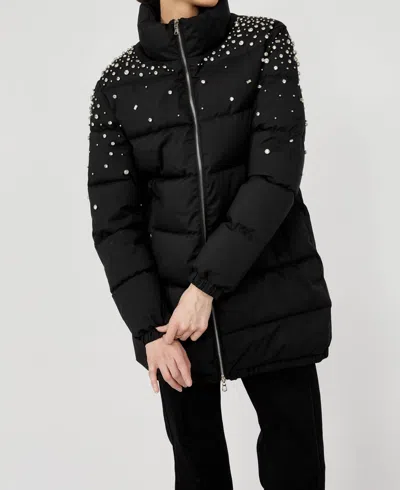 Frank Lyman Casual Down Coat With Embellishments In Black