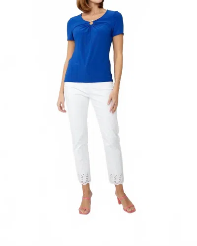 Frank Lyman Casual Scoop Neck Pullover Top In Capri Blue