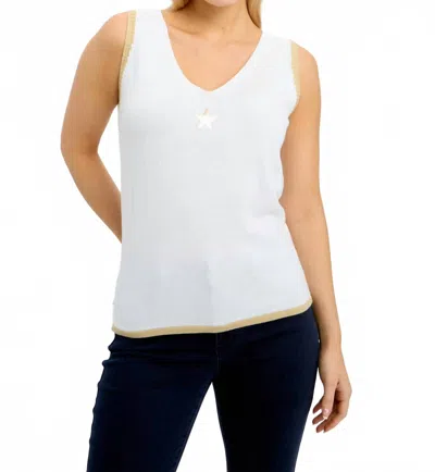 Frank Lyman Casual Summer Tank Top In White/beige In Multi