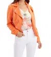 Frank Lyman Casual Waist-length Leather Jacket In Orange In Orange