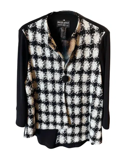 Frank Lyman Checkered Button Front Jacket In Black/white In Multi