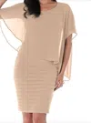 Frank Lyman Chiffon Layer Dress In Beige In Neutral