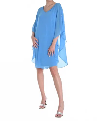 Frank Lyman Chiffon Overlay Woven Dress In French Blue