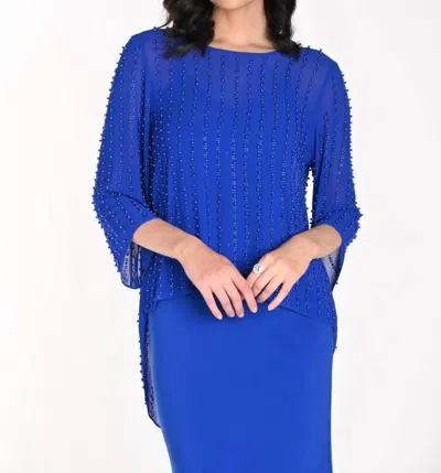 Frank Lyman Chiffon Woven Top In Electric Blue