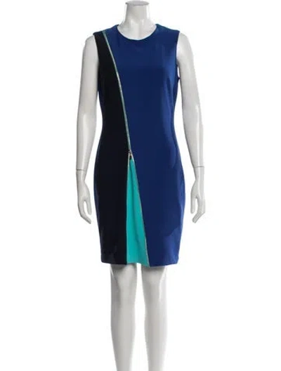 Pre-owned Frank Lyman Colorblock Pattern Mini Dress In Blue