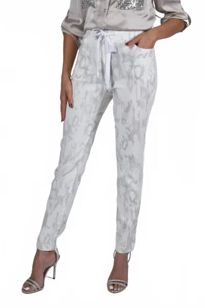 Frank Lyman Cora Animal Print Pants In White