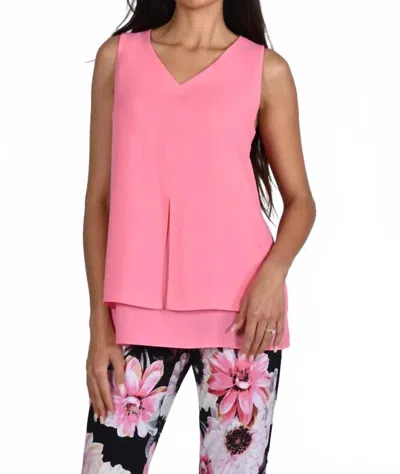 Frank Lyman Cresida Chiffon Tank Top In Sorbet/bright Pink