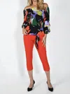 Frank Lyman Cropped Pant In Red In Orange