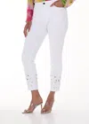 Frank Lyman Cutout Dimante High Waist Jeans In White In White
