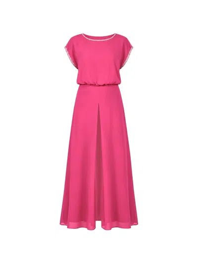Frank Lyman Crystal-embellished Maxi Dress In Pink