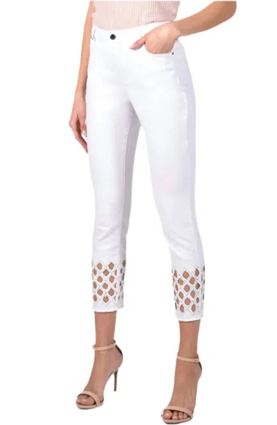 Frank Lyman Cutout Dimante High Waist Jeans In White