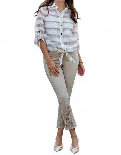 Frank Lyman Denim Jean Pants In Beige In Gray