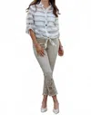 Frank Lyman Denim Jean Pants In Beige In Multi