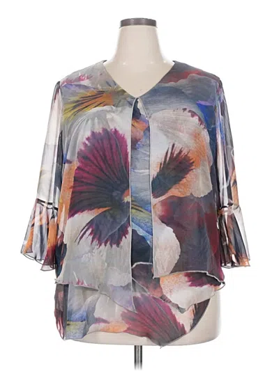 Pre-owned Frank Lyman Design 3/4 Sleeve Blouse In Blue