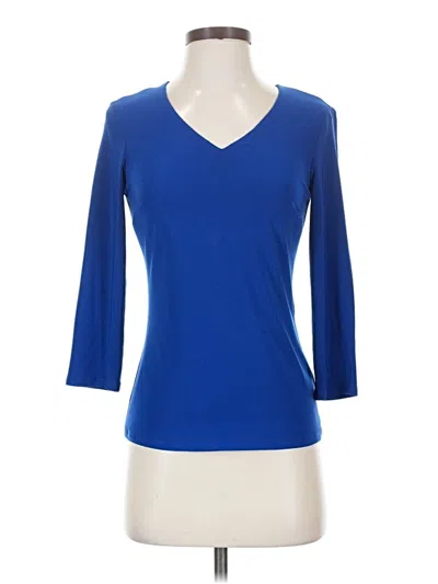 Pre-owned Frank Lyman Design 3/4 Sleeve Top Blue V-neck Tops