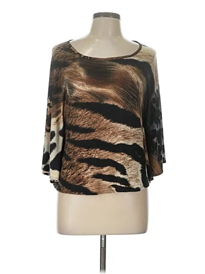 Pre-owned Frank Lyman Design 3/4 Sleeve Top Brown Scoop Neck Tops