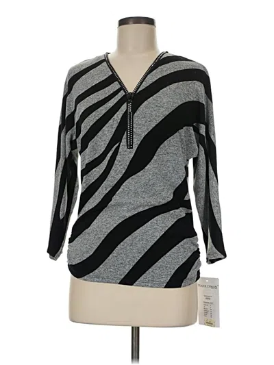 Pre-owned Frank Lyman Design 3/4 Sleeve Top Gray V-neck Tops