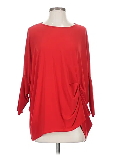 Pre-owned Frank Lyman Design 3/4 Sleeve Top Red Boatneck Tops